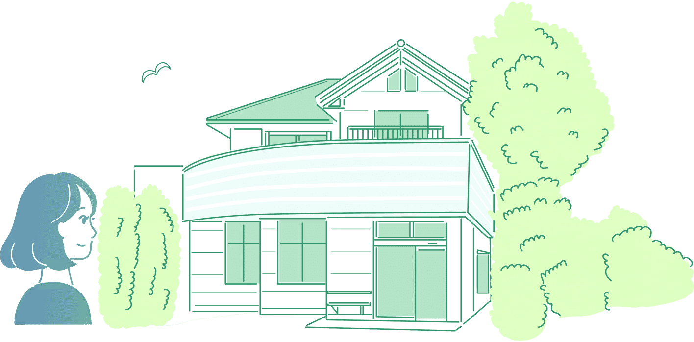 家と女性のイラスト